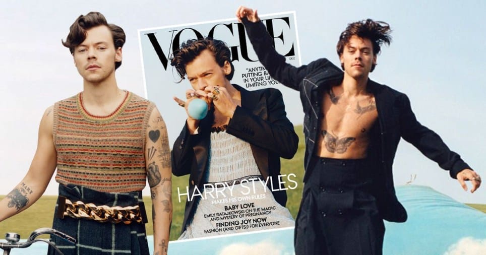 Harry Styles makes history in a Ball Gown to be the solo man to cover ...